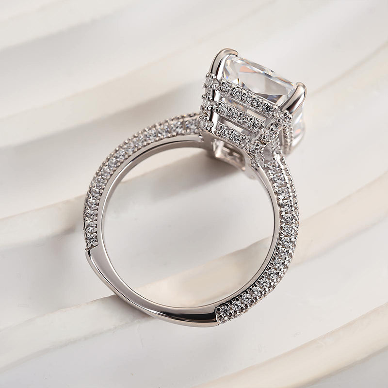 Louily Luxurious Elongated Radiant Cut Engagement Ring For Women In Sterling Silver - louilyjewelry