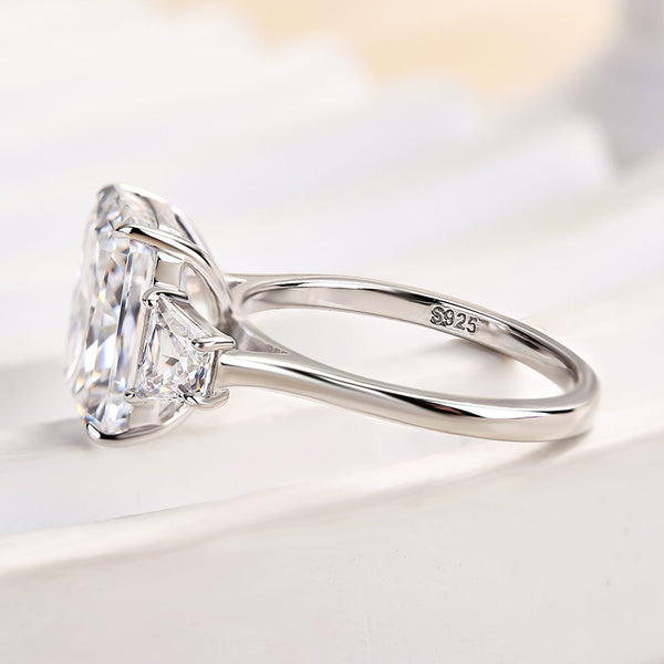 Louily Eternity Three Stone Radiant Cut Engagement Ring In Sterling Silver