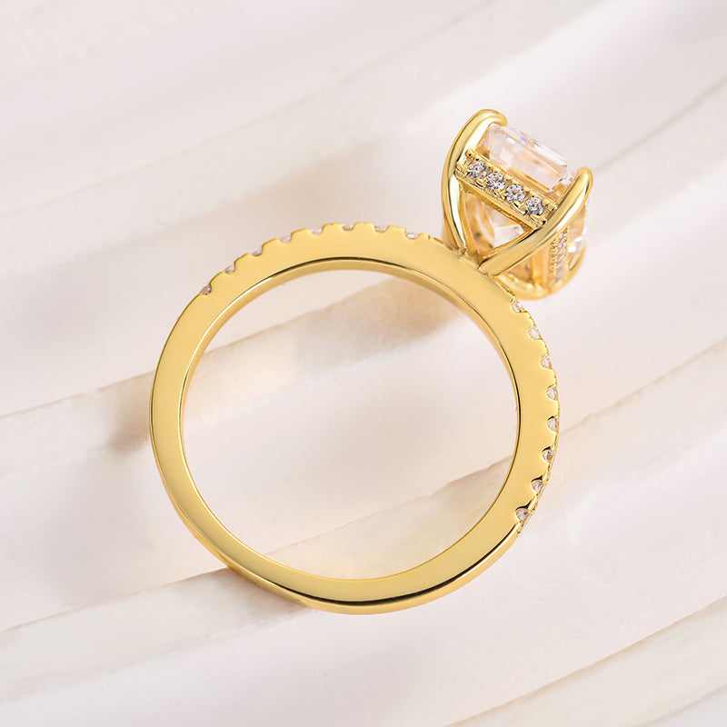 Louily Classic Emerald Cut Engagement Ring In Sterling Silver - louilyjewelry