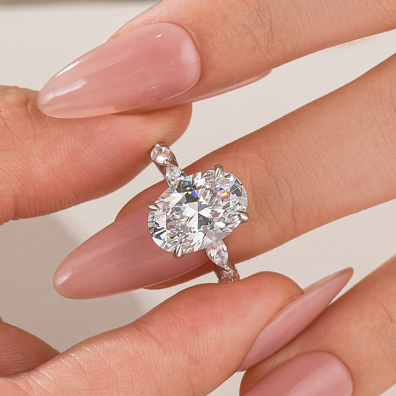 4.5Ct Oval Cut Engagement Ring Promise Ring For Her