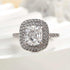 Louily Double Halo Cushion Cut Engagement Ring In Sterling Silver - louilyjewelry