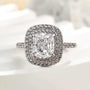 Louily Double Halo Cushion Cut Engagement Ring In Sterling Silver - louilyjewelry