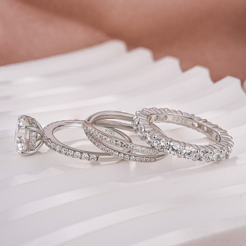 2.0Ct Round Cut Moissanite Diamond Wedding Ring with Twist Bands - louilyjewelry