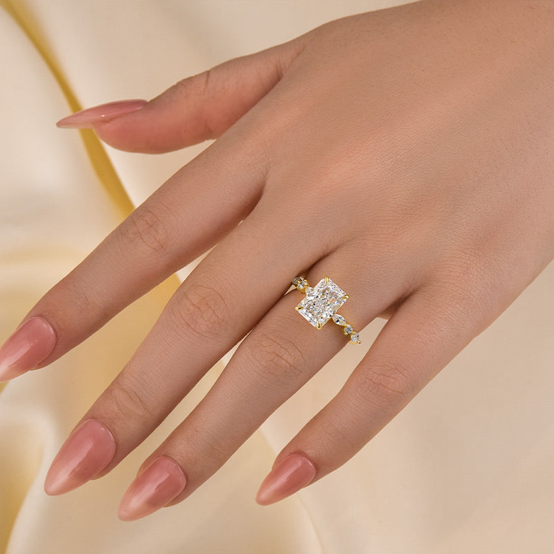 Louily Sparkle Radiant Cut Engagement Ring For Women In Sterling Silver - louilyjewelry