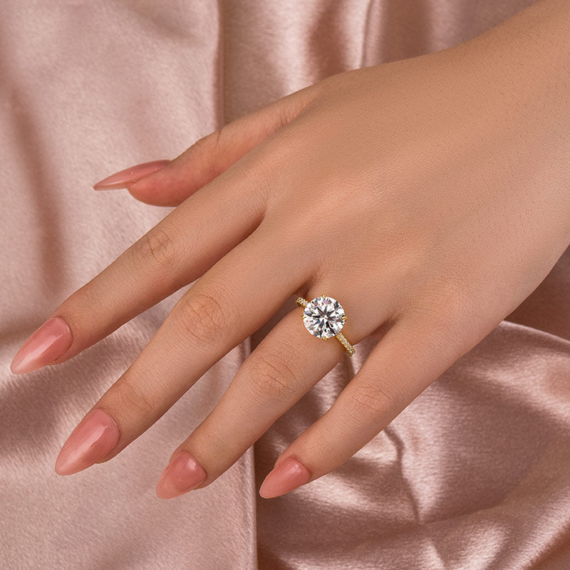 Louily Classic Moissanite 4.0 Carat Round Cut Engagement Ring - louilyjewelry