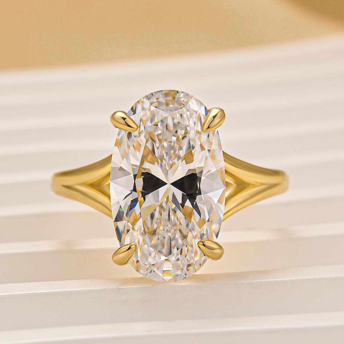 5.0Ct Oval Cut Split Shank Engagement Ring In Sterling Silver