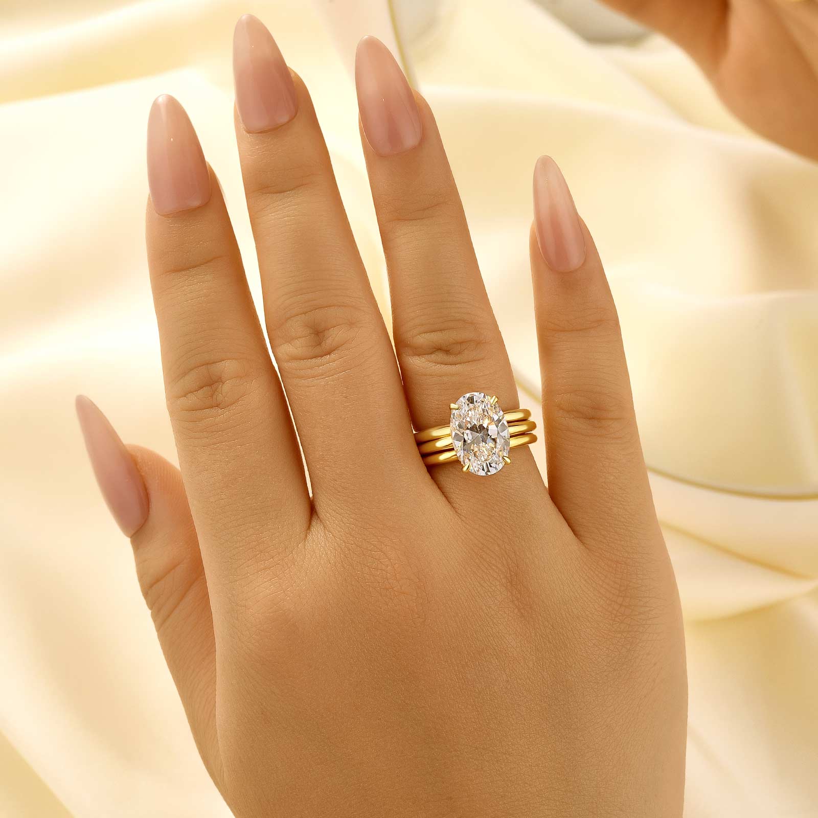 S925 3PC 4.5Ct Solitaire Oval Cut Wedding Ring Sets - louilyjewelry