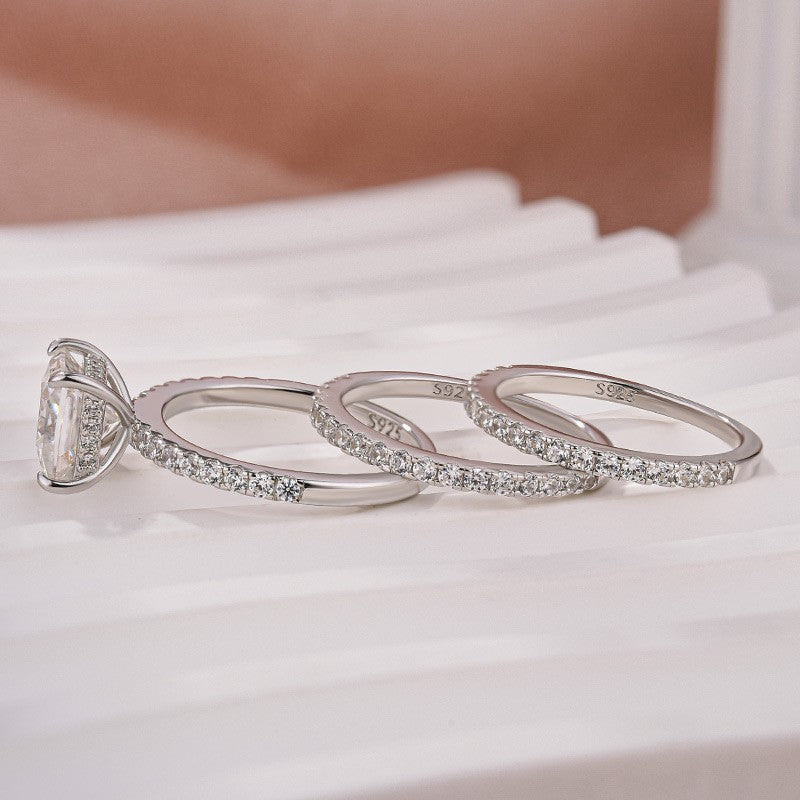 2.0Ct Princess Cut Pavé White Gold Moissanite Diamond Wedding Ring - louilyjewelry