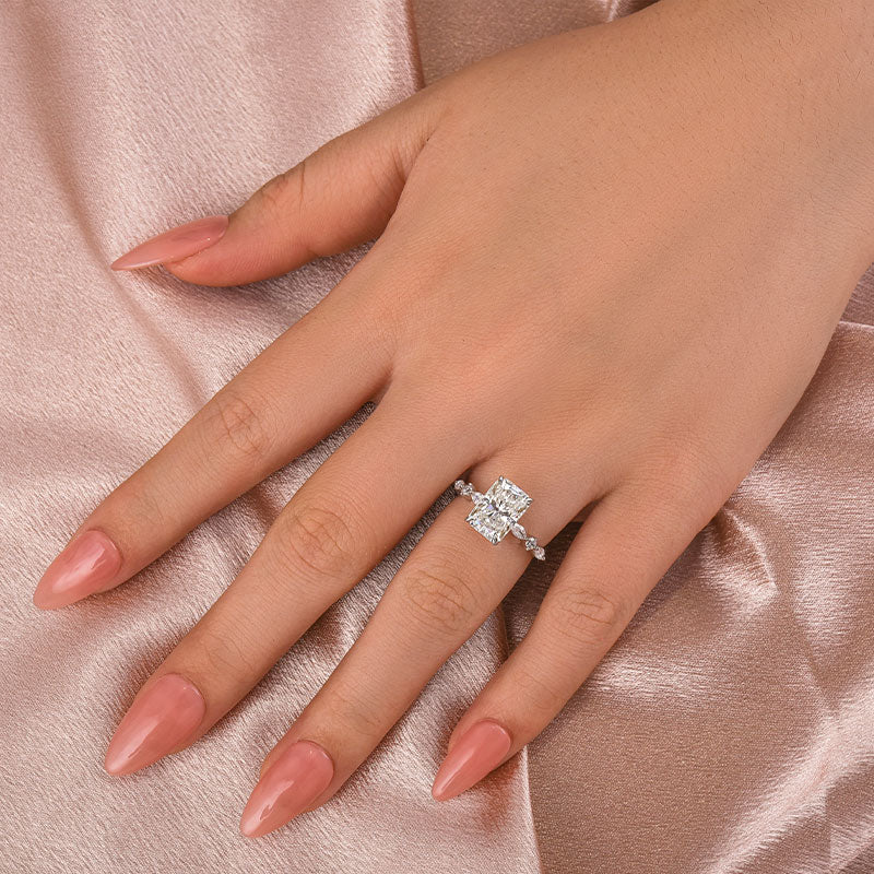 Louily Moissanite 3.5 Carat Radiant Cut Engagement Ring In Sterling Silver - louilyjewelry