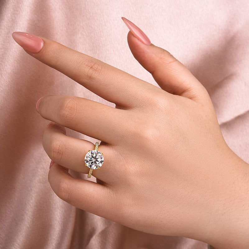 Louily Classic Moissanite 4.0 Carat Round Cut Engagement Ring - louilyjewelry