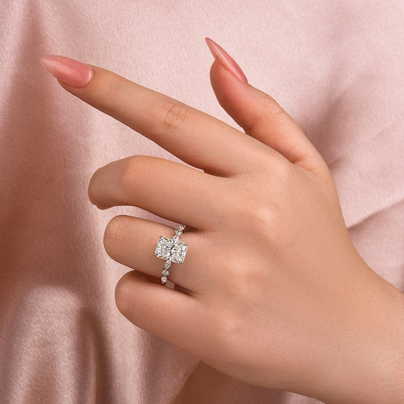 Louily Moissanite 3.5 Carat Radiant Cut Engagement Ring In Sterling Silver - louilyjewelry