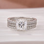2.0Ct Princess Cut Pavé White Gold Moissanite Diamond Wedding Ring - louilyjewelry