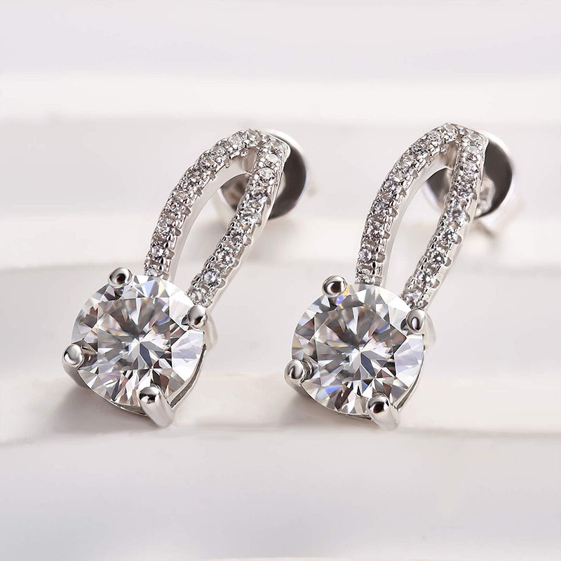 Louily Moissanite Round Cut Stud Earrings - louilyjewelry