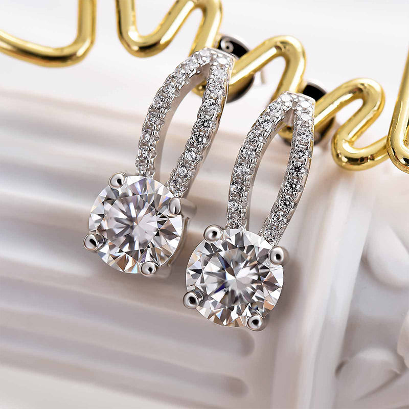 Louily Moissanite Round Cut Stud Earrings - louilyjewelry