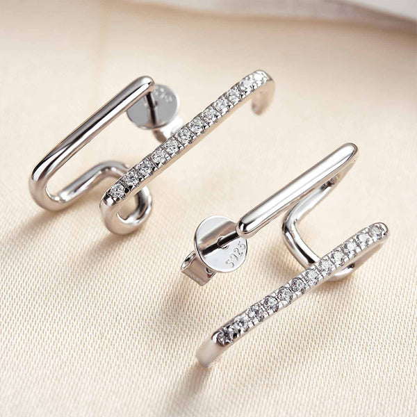 Louily Stylish Geometric Moissanite Stud Earrings