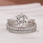 Solitaire 2.0 Ct Round Cut 3PC White Gold Moissanite Diamond Wedding Ring - louilyjewelry