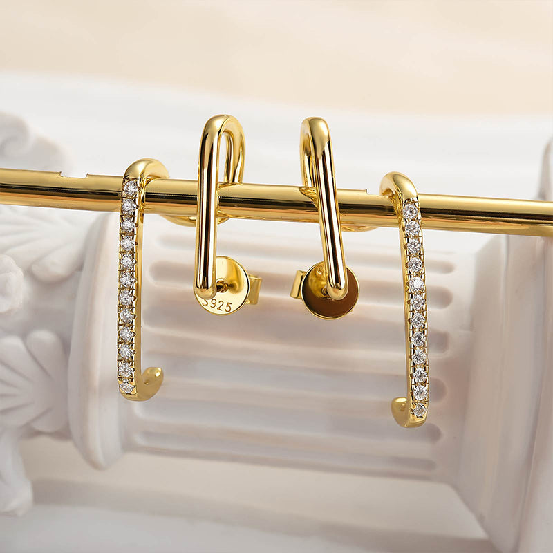 Louily Moissanite Stylish Geometric Stud Earrings - louilyjewelry