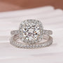 2.0Ct Halo Round Cut White Gold Moissanite Diamond Wedding Ring - louilyjewelry