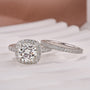 2.0Ct Halo Round Cut White Gold Moissanite Diamond Wedding Ring - louilyjewelry