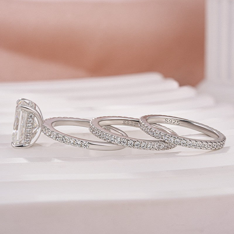 3.5Ct Radiant Cut 3PC White Gold Moissanite Diamond Wedding Ring - louilyjewelry