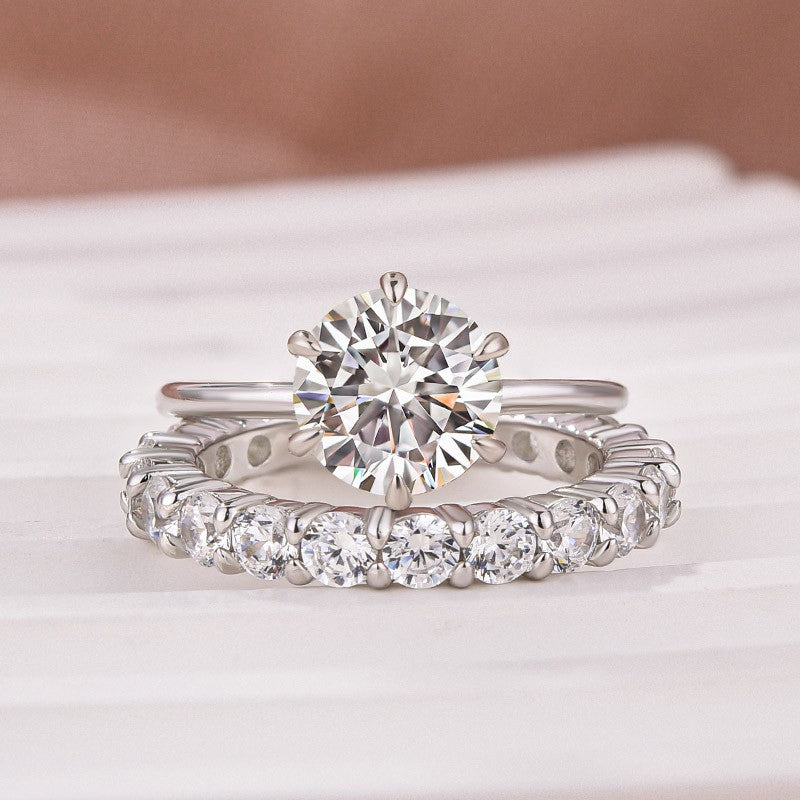 Solitaire 2.0 Ct Round Cut Moissanite Diamond Wedding Ring - louilyjewelry