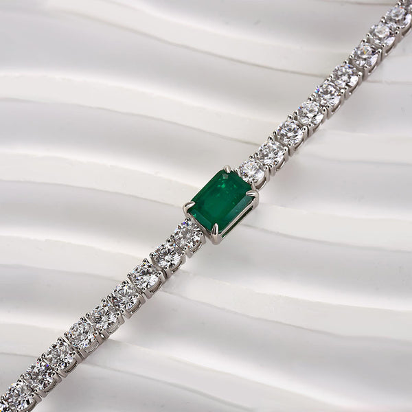 Louily Elegant Emerald Cut Bracelet for Women In Sterling Silver