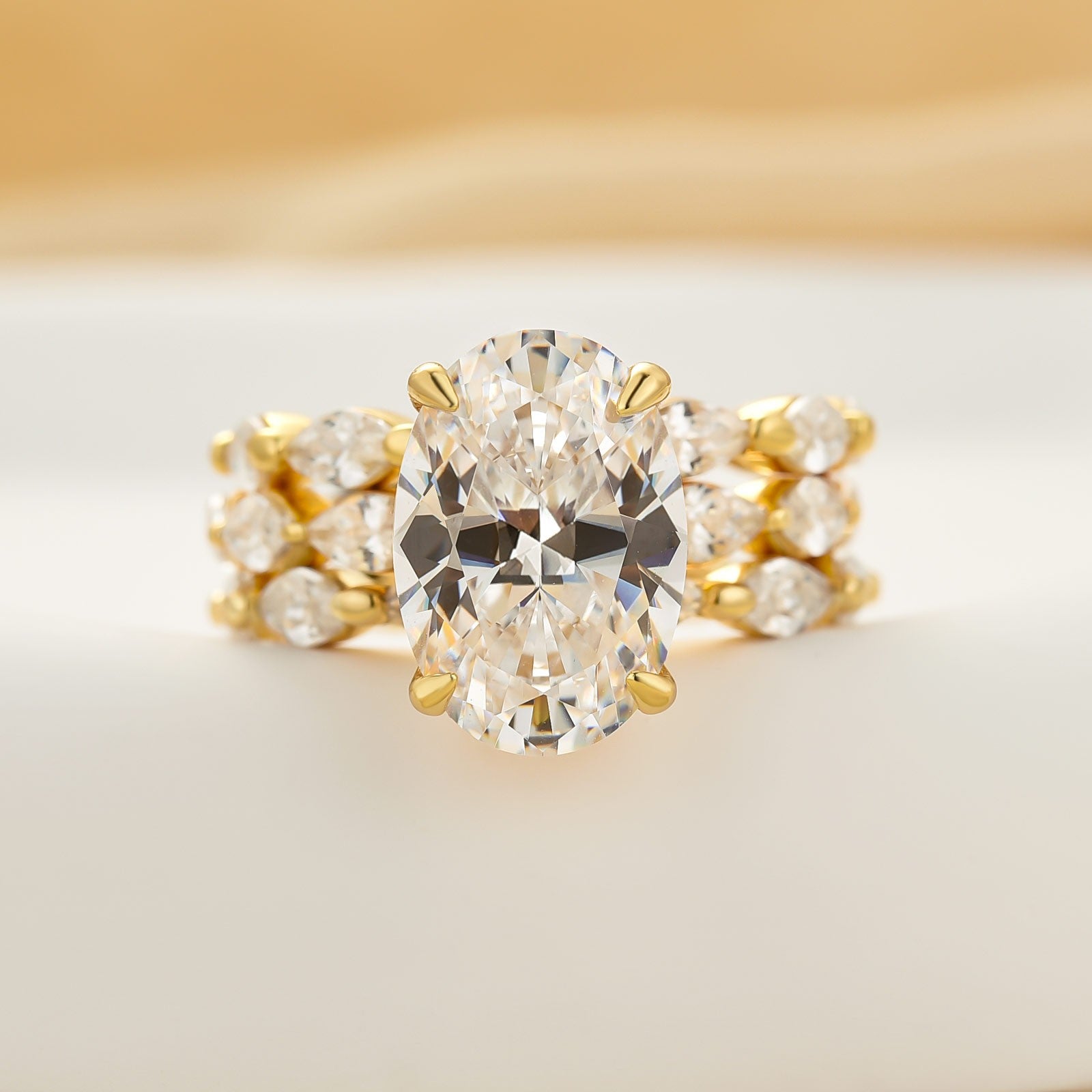 Louily Unique 4.5Ct Oval&Marquise Cut 3PC Wedding Ring Set In Sterling Silver