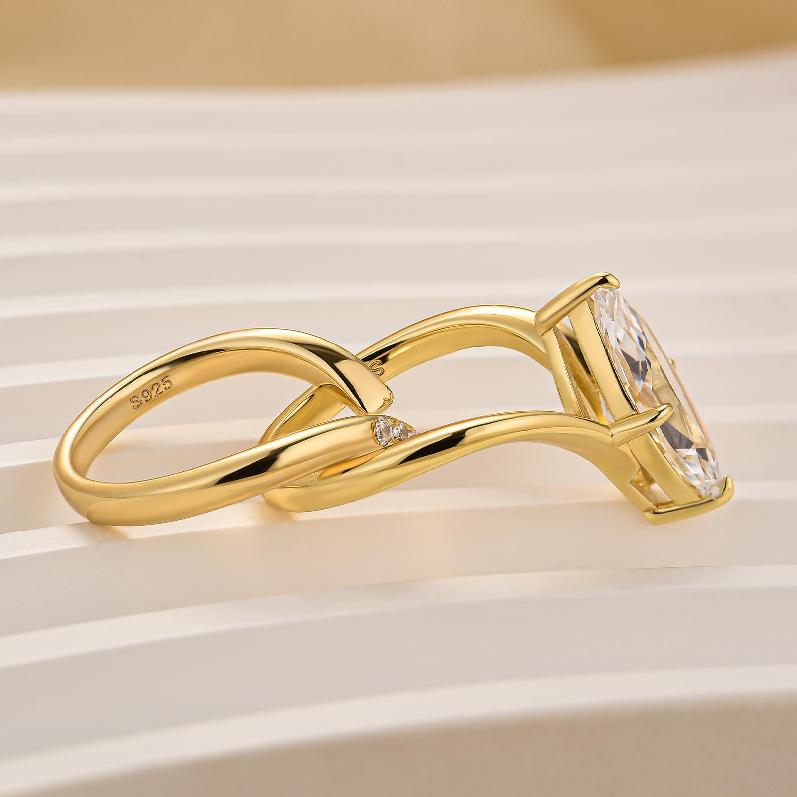 Unique 3.0Ct Marquise Cut Insert Wedding Ring Set For Women In Sterling Silver