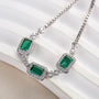 Louily Luxury Emerald Cut Emerald Green Bracelet for Women In Sterling Silver - louilyjewelry
