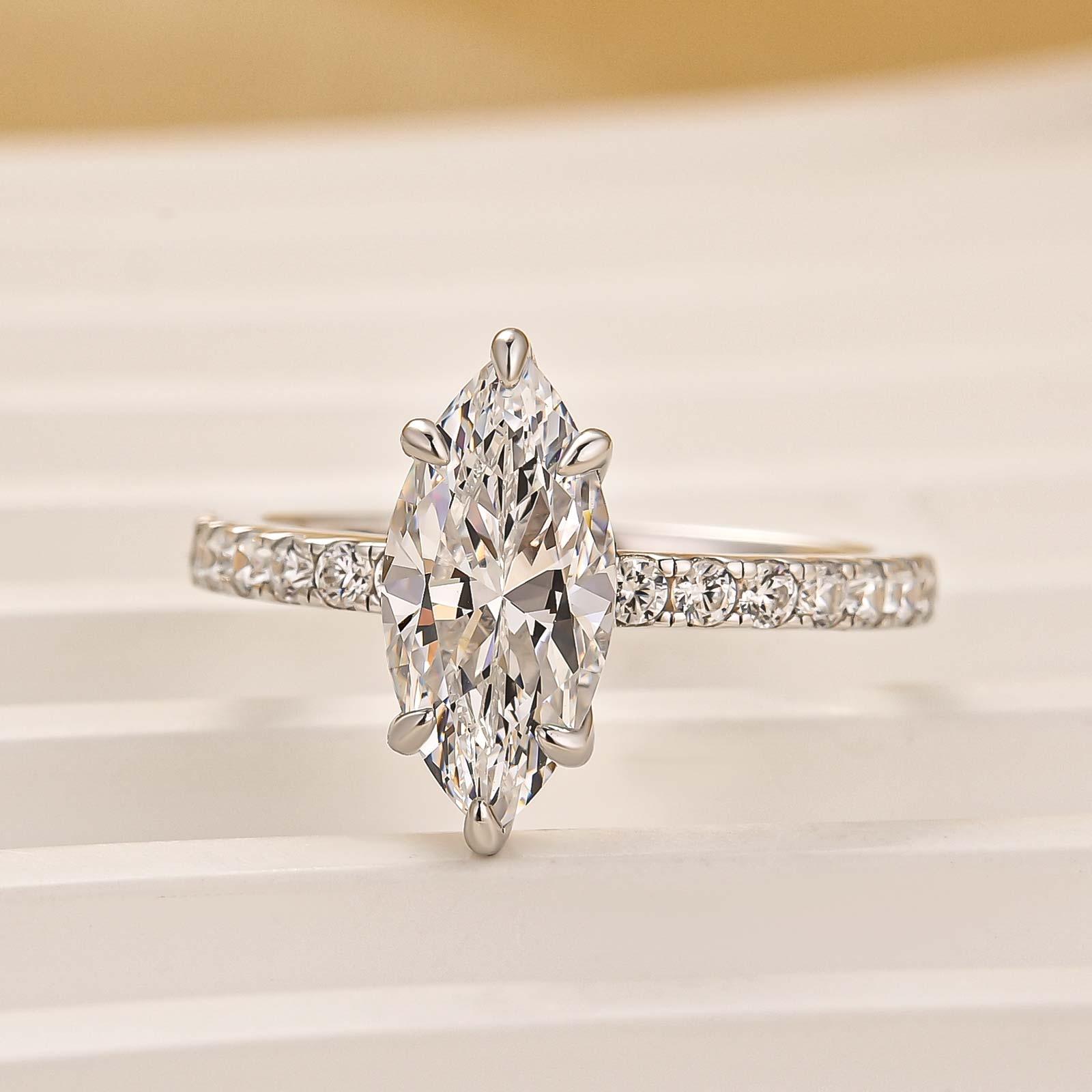 Elegant 2.0Ct Marquise Cut White Gold Engagement Ring