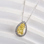 Louily Exquisite Halo Pear Cut Yellow Sapphire Pendant with Necklace In Sterling Silver - louilyjewelry