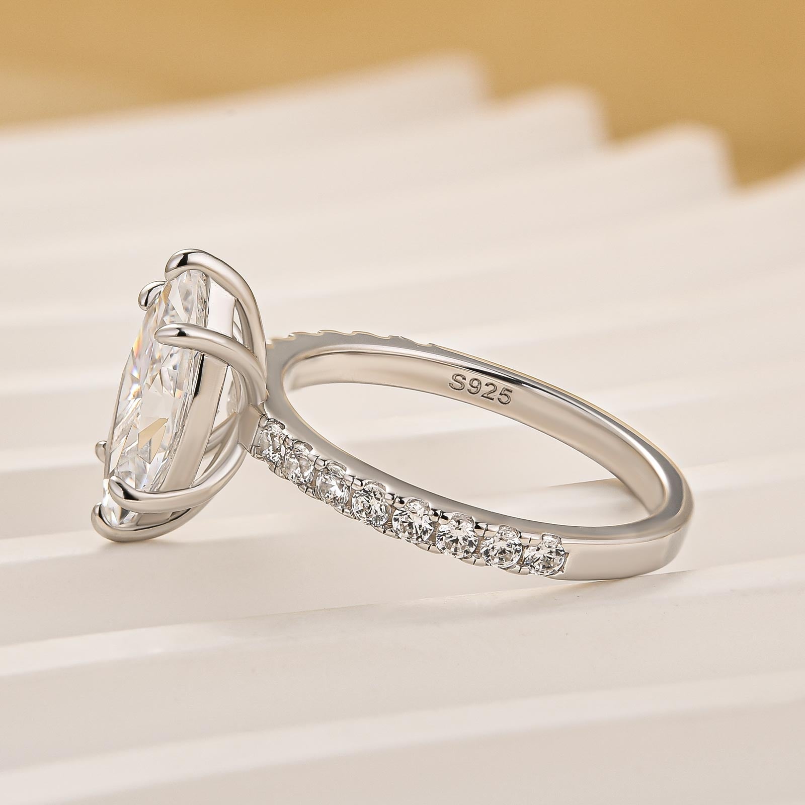 Elegant 2.0Ct Marquise Cut White Gold Engagement Ring