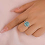 Louily Exquisite Halo Cushion Cut Cyan Blue Engagement Ring In Sterling Silver - louilyjewelry