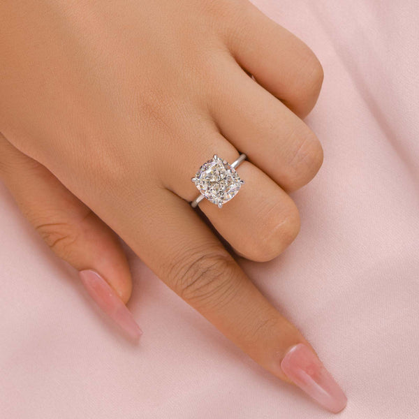 Louily Precious 6.5CT Cushion Cut Engagement Ring In Sterling Silver