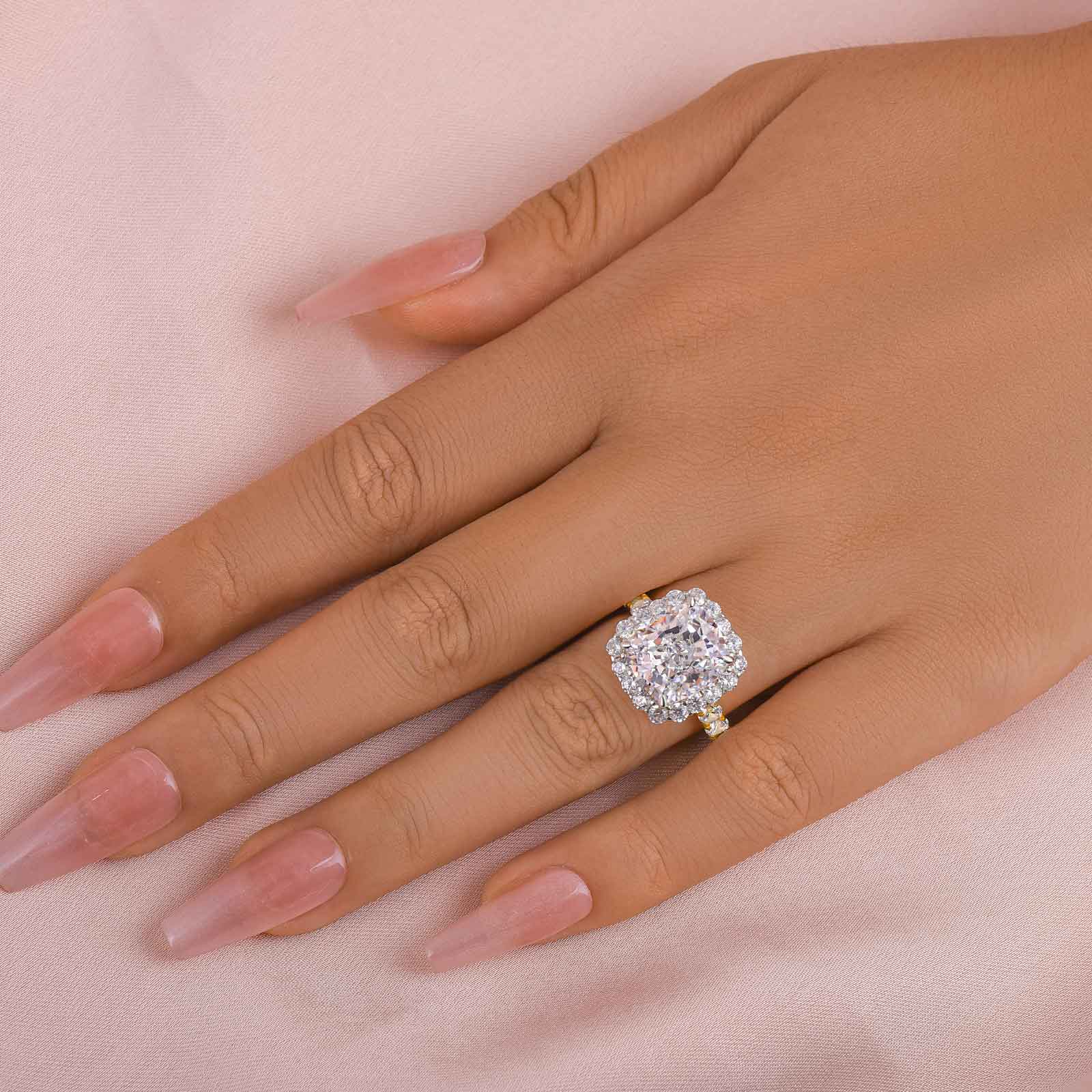 Louily Luxury Halo Crushed Ice Cushion Cut Engagement Ring - louilyjewelry