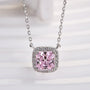 Louily 1.5 Carat Cushion Cut Pink Halo Pendant with Necklace In Sterling Silver - louilyjewelry