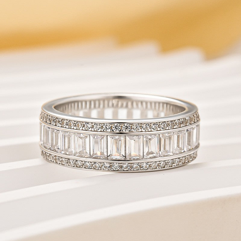 2.8Ct Eternity Radiant Cut Wedding Band In Sterling Silver - louilyjewelry