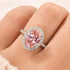 4.0Ct Halo Oval Cut Pink Engagement Ring For Women In Sterling Silver - louilyjewelry