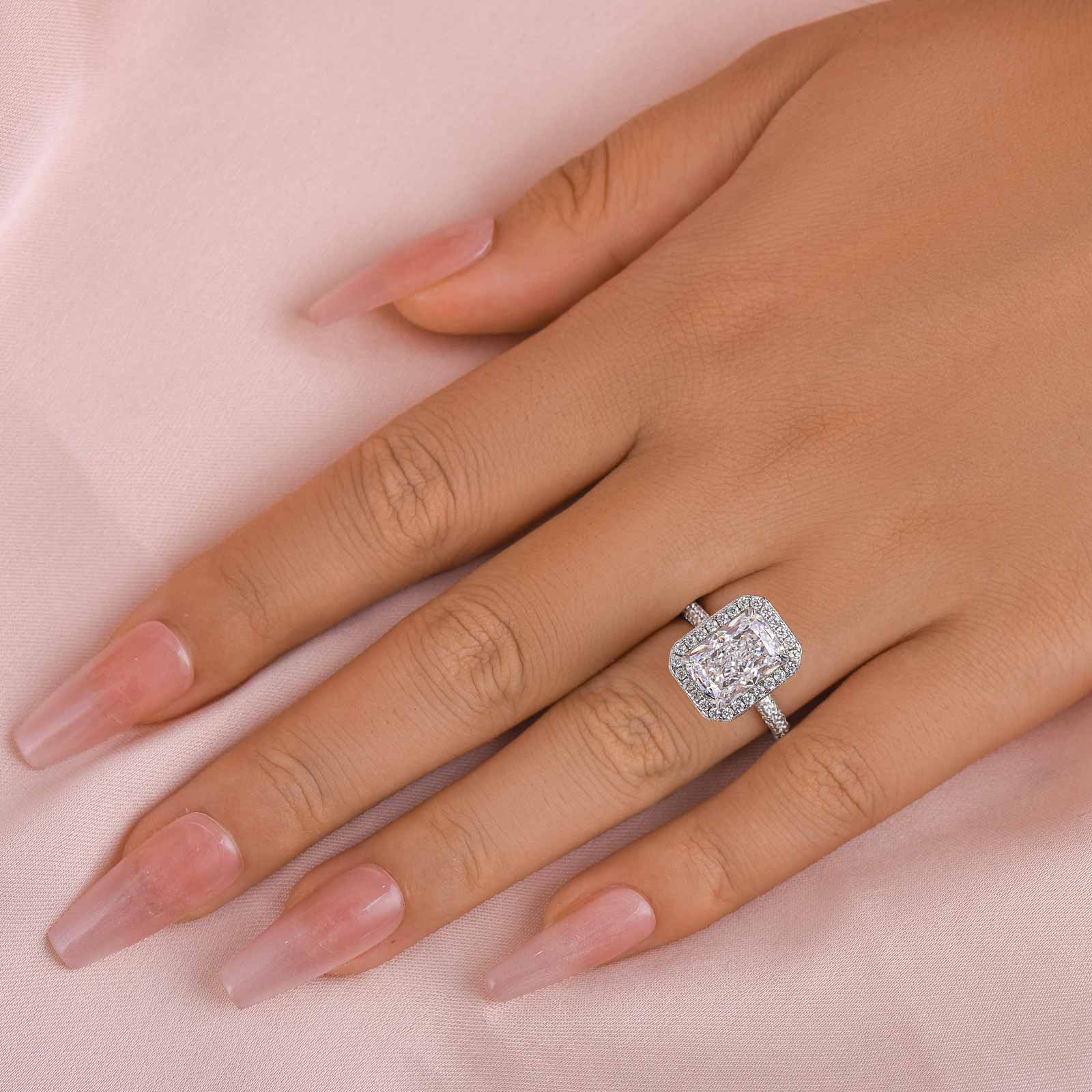 Louily Noble Halo Radiant Cut Engagement Ring - louilyjewelry