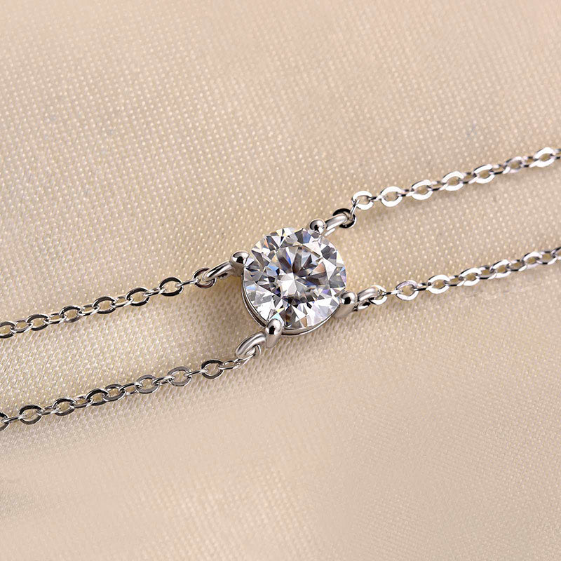 Louily Moissanite Excellent 4 Prongs Round Cut Bracelet - louilyjewelry