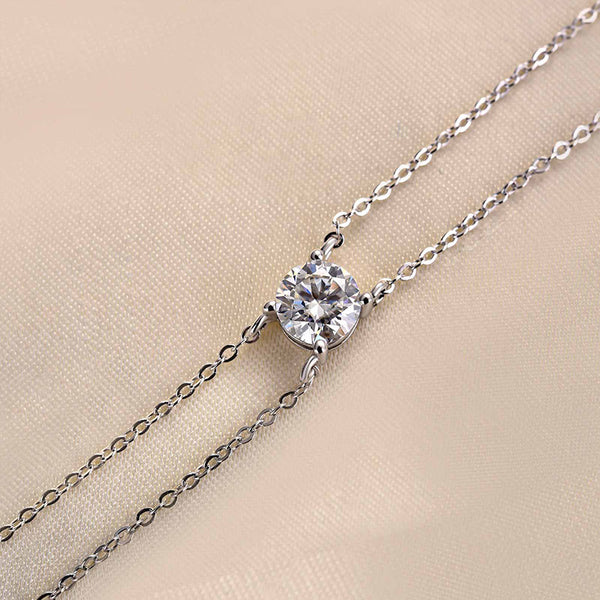 Louily Moissanite Excellent 4 Prongs Round Cut Bracelet