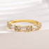Louily Fashion Yellow Gold Half Emerald & Round Cut Diamond Wedding Band In Sterling Silver - louilyjewelry