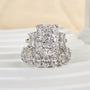 Louily Luxurious Three Stone Radiant Cut Wedding Set In Sterling Silver - louilyjewelry