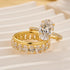 Yellow gold oval cut wedding ring set front view