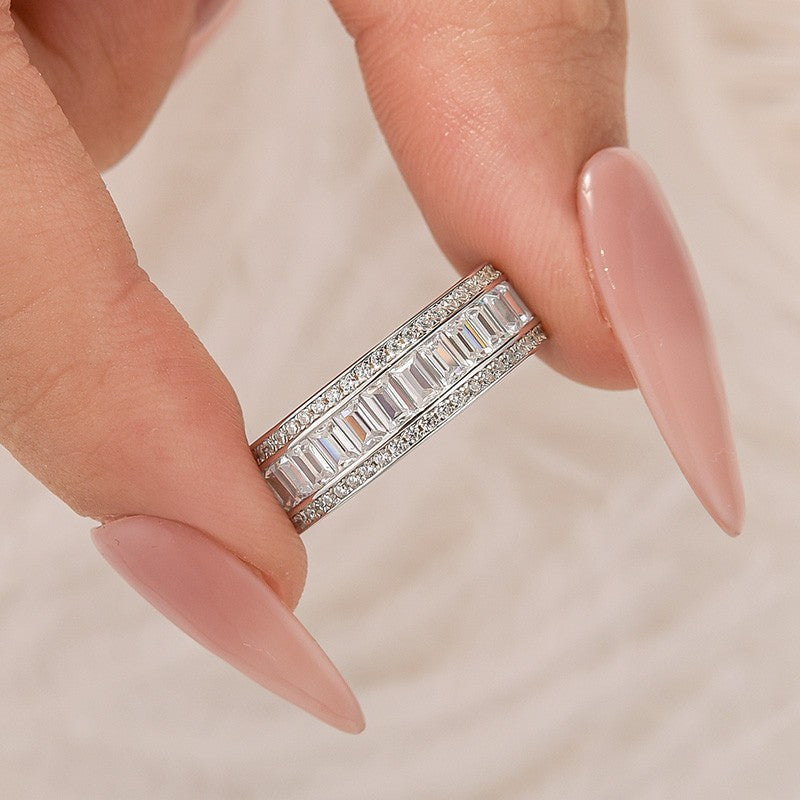 2.8Ct Eternity Radiant Cut Wedding Band In Sterling Silver - louilyjewelry