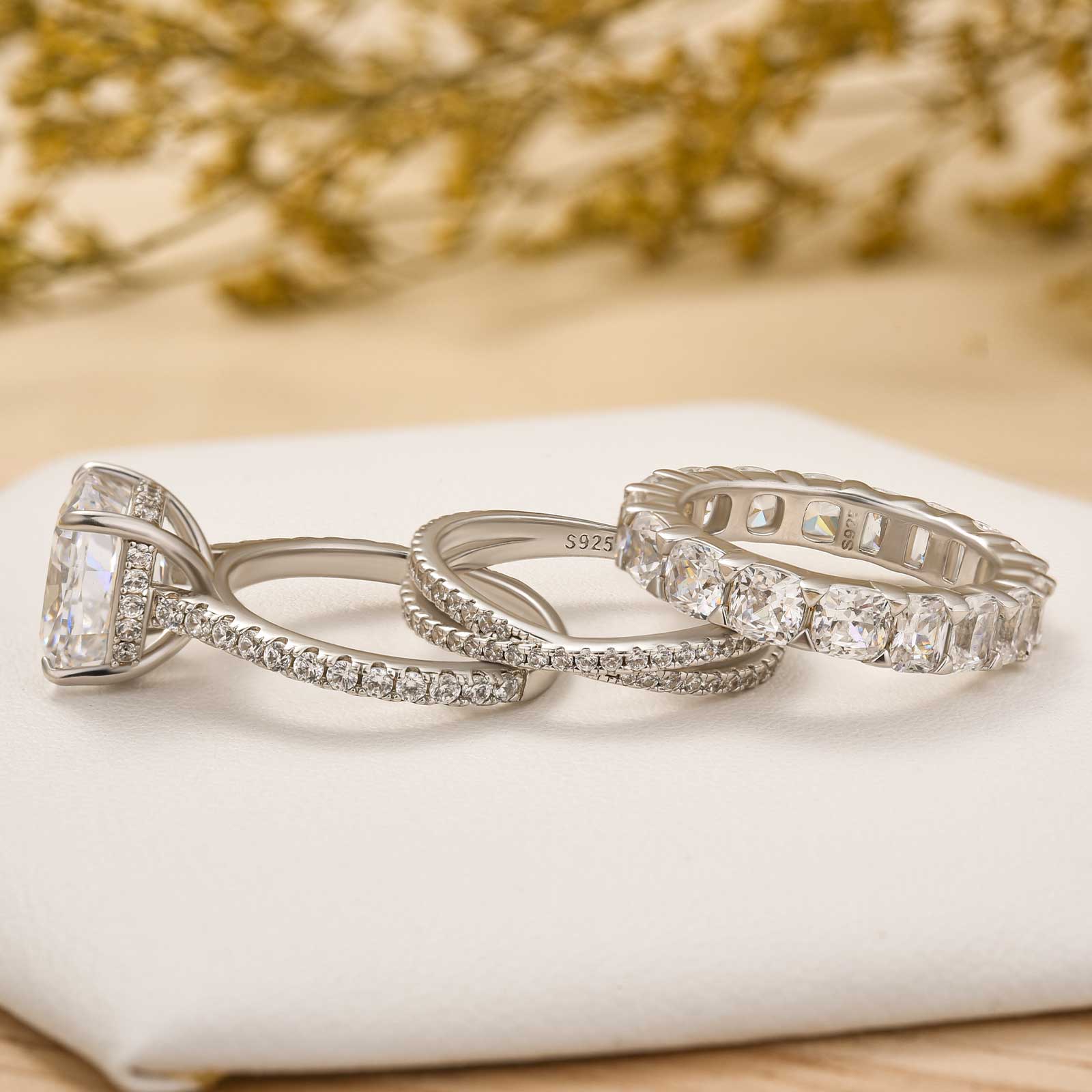 Louily Gorgeous 4.5Ct Cushion Cut 3PC Wedding Ring Set In Sterling Silver - louilyjewelry