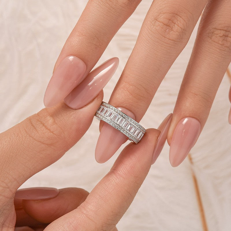 2.8Ct Eternity Radiant Cut Wedding Band In Sterling Silver - louilyjewelry