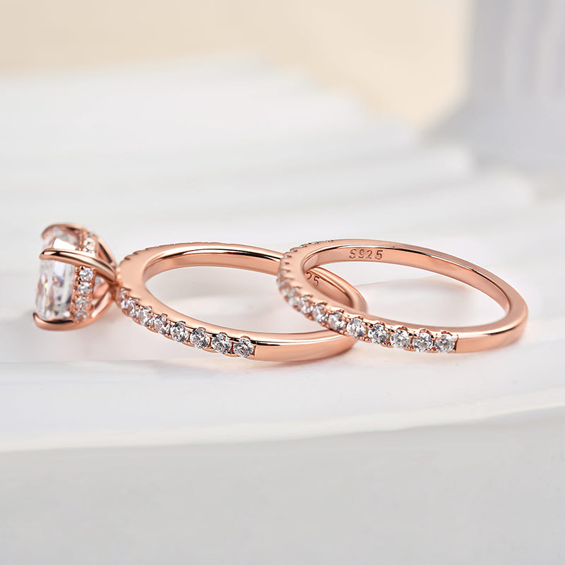 Louily Exquisite Cushion Cut Wedding Ring Set For Women In Sterling Silver - louilyjewelry