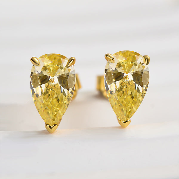 Louily Yellow Stone Classic Pear Cut Earring