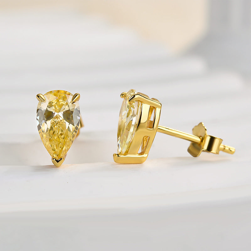 Louily Yellow Stone Classic Pear Cut Earring - louilyjewelry